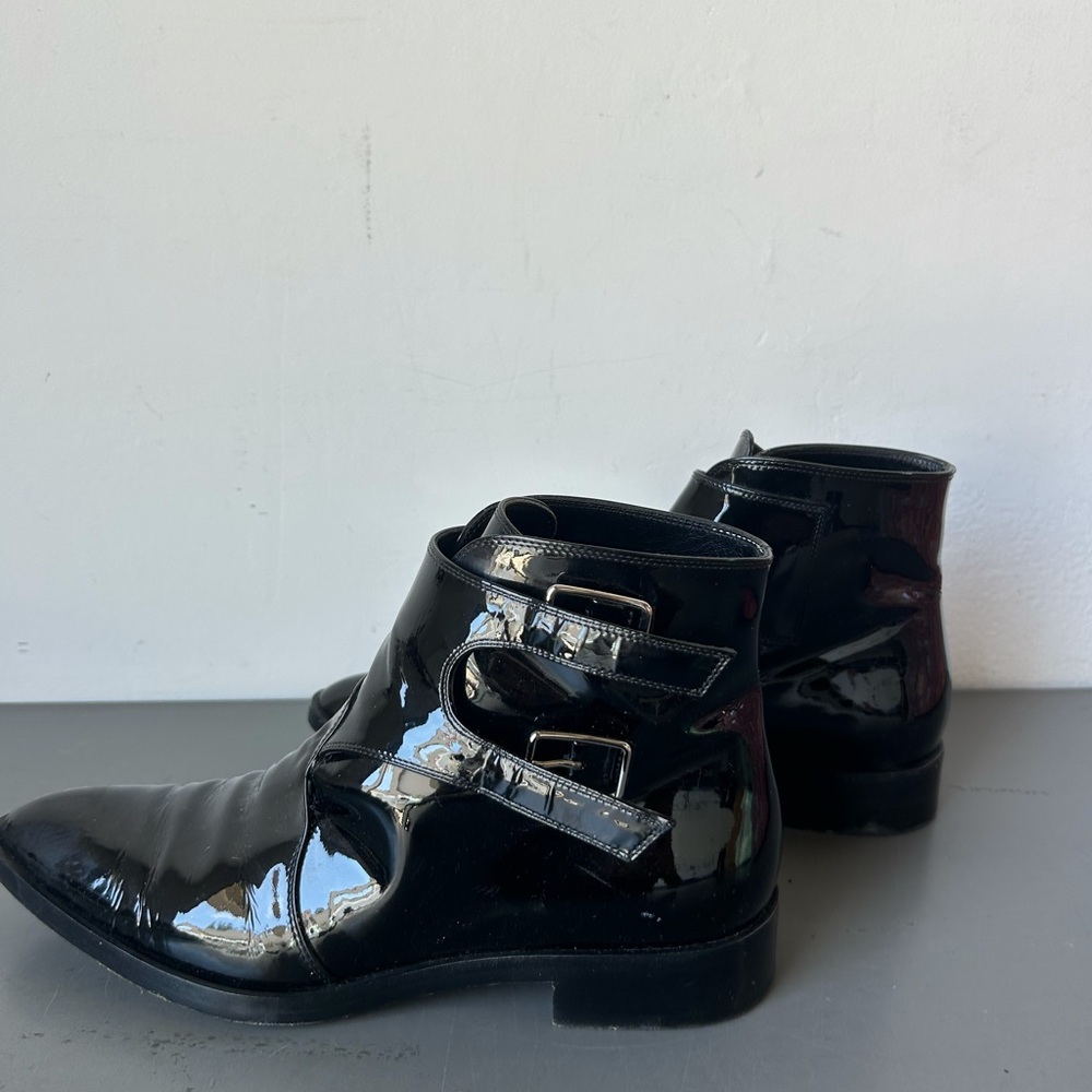 Gianvatio Rossi leather platform black pointy booties boots size 7.5